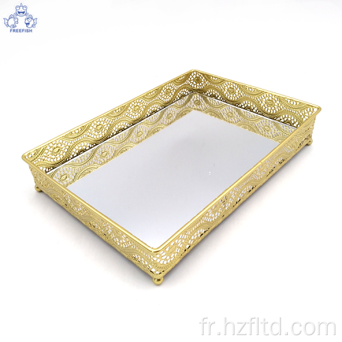 Plateau de vanité en miroir décoratif pour bijoux